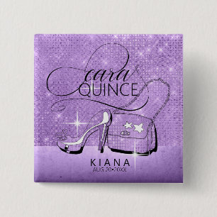 Bóton Quadrado 5.08cm Glitter and Shine Quinceanera V2 Violet ID701