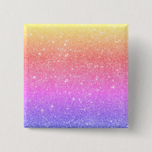 Bóton Quadrado 5.08cm Glitter Arco-Íris Moderno (Frente)
