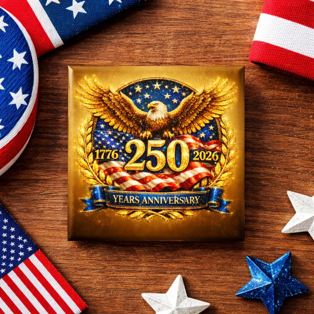 Bóton Quadrado 5.08cm Glittered Semiquincentennial Eagle Emblem (Criador carregado)