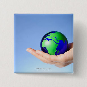 Bóton Quadrado 5.08cm Globo verde à disposição