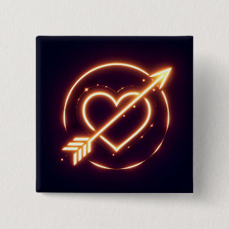 Bóton Quadrado 5.08cm glowing image of a heart with cupid's arrow