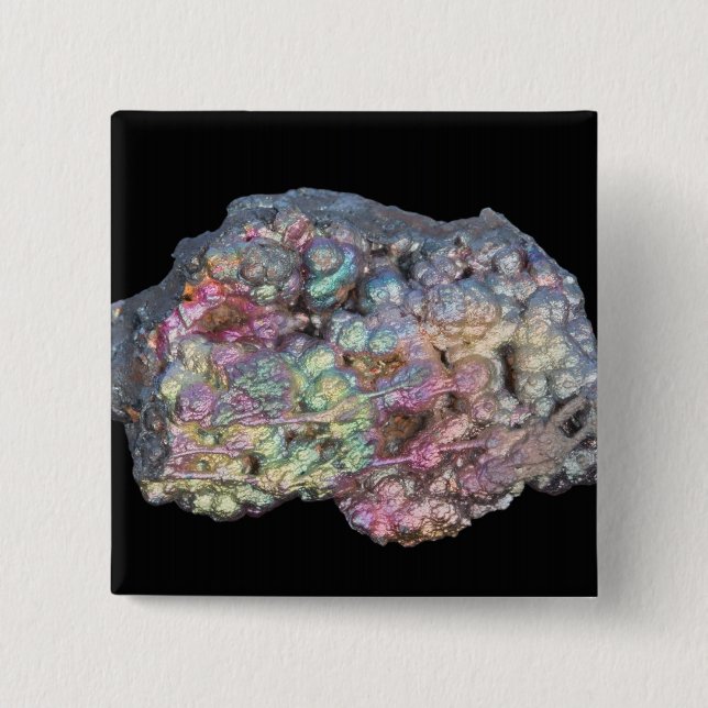 Bóton Quadrado 5.08cm Goethite que mostra o Iridescence (Frente)