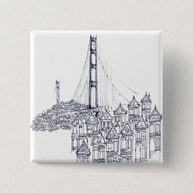 Bóton Quadrado 5.08cm Golden Gate (Frente)