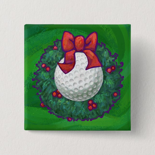 Bóton Quadrado 5.08cm Golf Ball Wreath na Terra Verde (Frente)