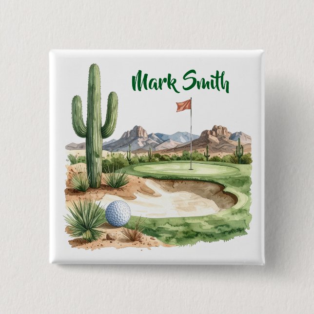Bóton Quadrado 5.08cm Golfe no Arizona  (Frente)