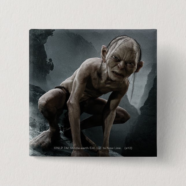 Bóton Quadrado 5.08cm GOLLUM™ em um Rock (Frente)
