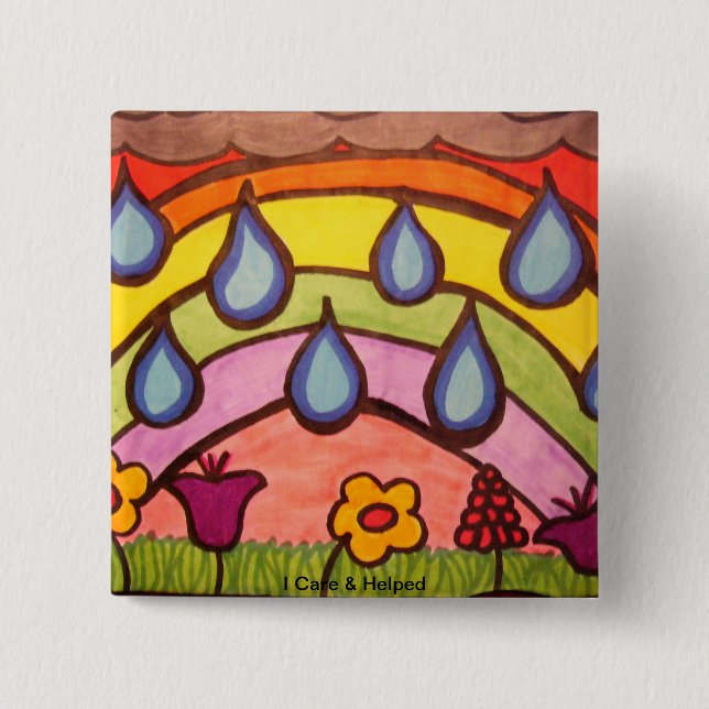 Bóton Quadrado 5.08cm Gotas de chuva suaves (Frente)