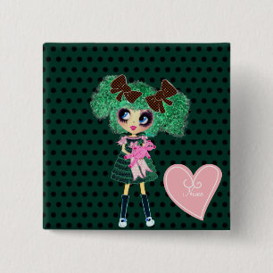 Bóton Quadrado 5.08cm Gótica Lolita garota esmeralda presentes femininos