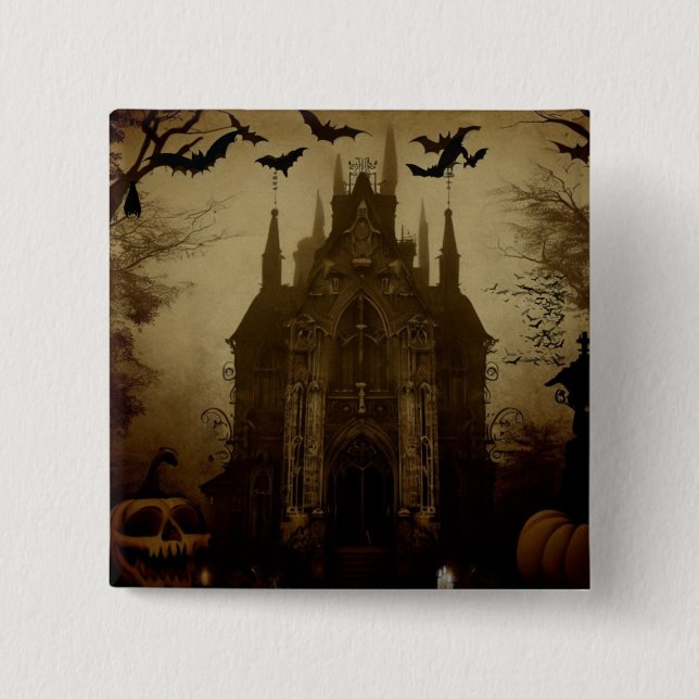 Bóton Quadrado 5.08cm Gótico/Halloween/queda/abóbora (Frente)
