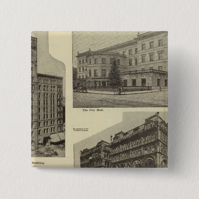 Bóton Quadrado 5.08cm Grades proeminentes, Portland, Oregon (Frente)