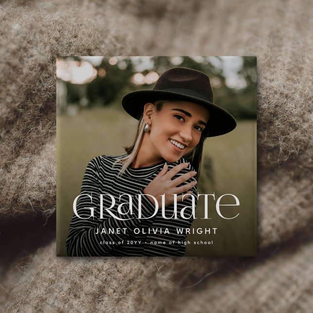 Bóton Quadrado 5.08cm Graduação de Foto Personalizada do Formando Modern (Criador carregado)