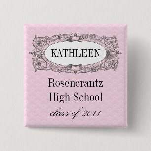 Bóton Quadrado 5.08cm Graduação ornamentado do rosa do quadro
