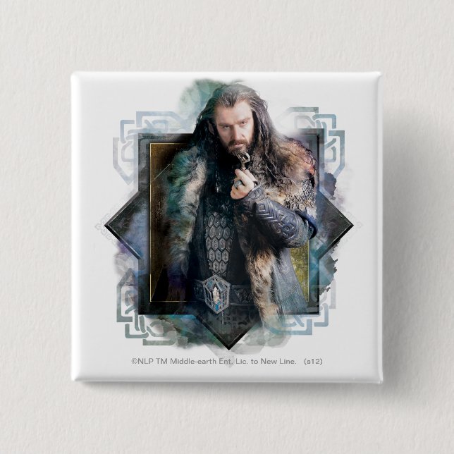 Bóton Quadrado 5.08cm Gráfico de Caracteres THORIN OAKENSHIELD™ (Frente)