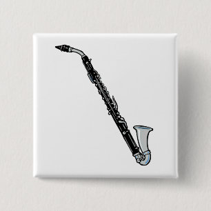 Bóton Quadrado 5.08cm Gráfico do clarinete baixo, apenas o clarinete