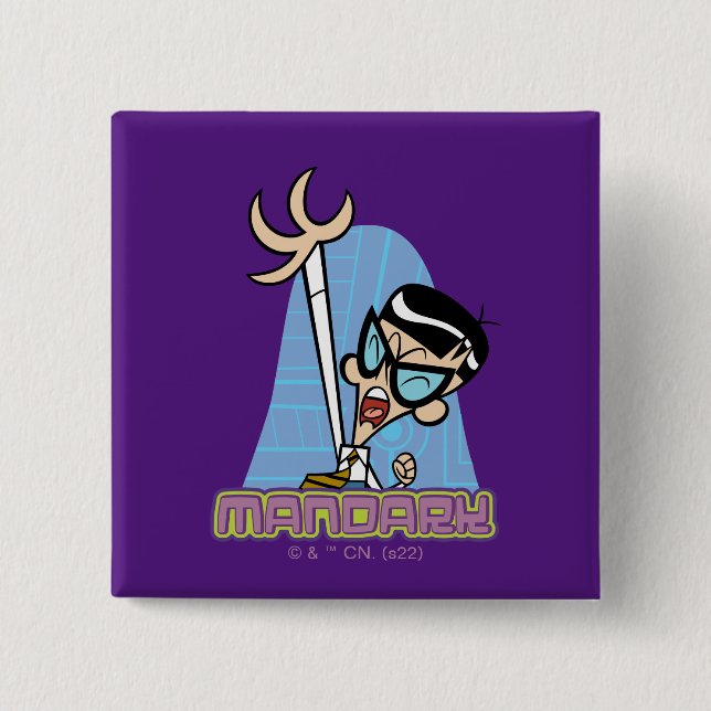 Bóton Quadrado 5.08cm Gráfico do Nome do Caracter Mandark (Frente)