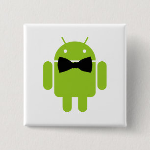 Bóton Quadrado 5.08cm Gráfico formal do ícone do robô do Android