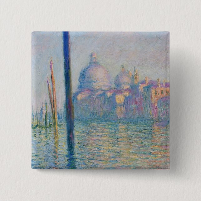 Bóton Quadrado 5.08cm Grande Canal Venice Monet Pintura (Frente)