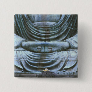 Bóton Quadrado 5.08cm Grande detalhe do Buda, templo Kotokuji, Kamakura,