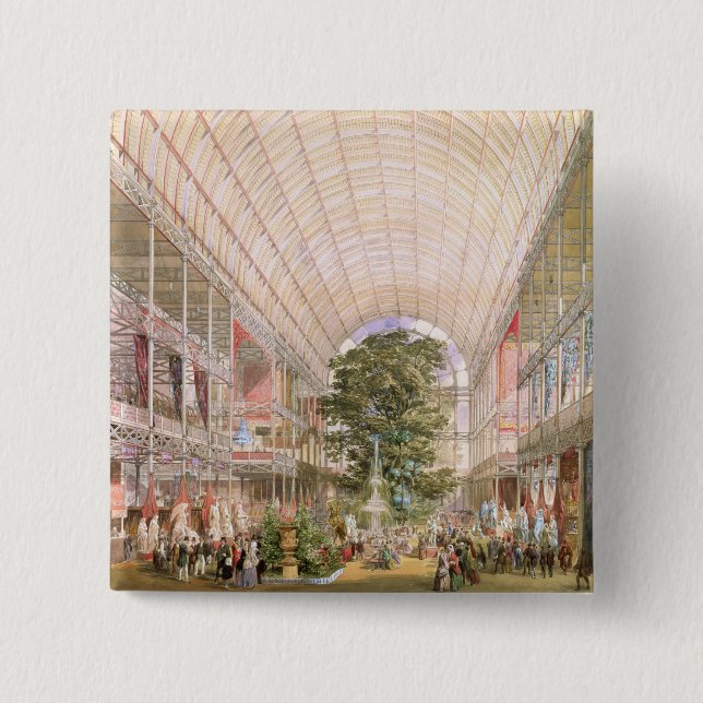 Bóton Quadrado 5.08cm Grande exposição de 1851. Decoração do transe (Frente)