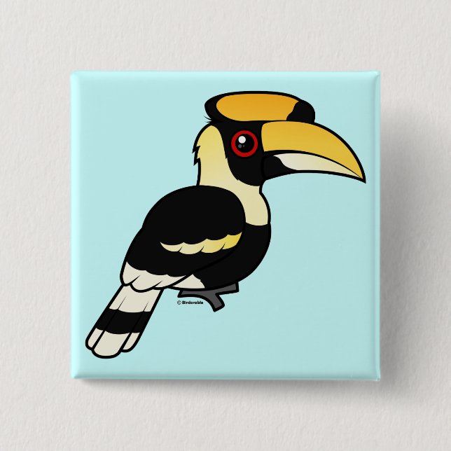 Bóton Quadrado 5.08cm Grande Hornbill (Frente)