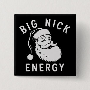Bóton Quadrado 5.08cm Grande Nick Energia Divertido Natal Gordo Papai No
