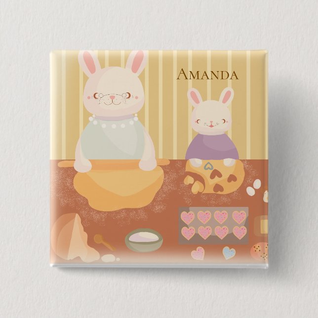 Bóton Quadrado 5.08cm Grandma Baking Cookies (Frente)