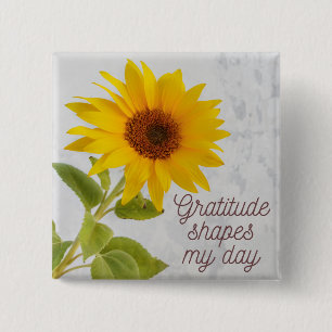 Bóton Quadrado 5.08cm Gratidão molda minha citação positiva girassol
