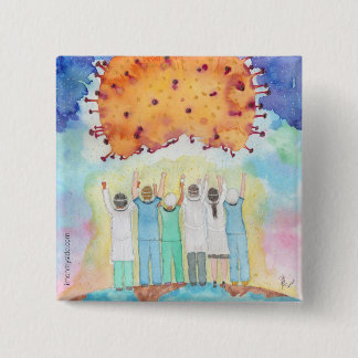 Bóton Quadrado 5.08cm Gratidão Pelos Primeiros Liners Covid-19 Pinos