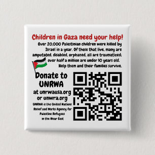 Bóton Quadrado 5.08cm GRATUITA PALESTINA - Ajuda às crianças de Gaza Cód