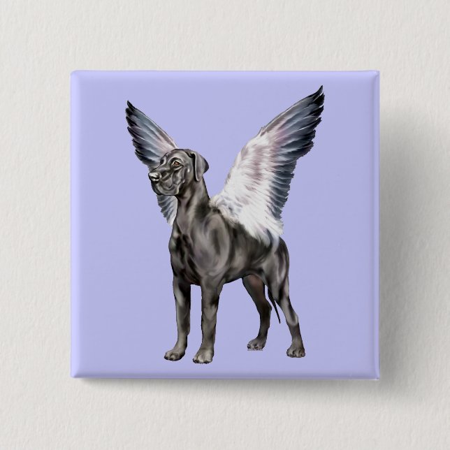 Bóton Quadrado 5.08cm Great Dane Angel Black UC (Frente)