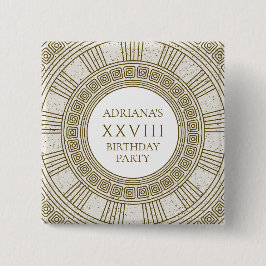 Bóton Quadrado 5.08cm Grécia antiga com elementos de pedra