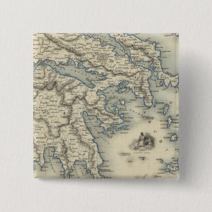Bóton Quadrado 5.08cm Grécia com mapas indefinidos de Corfu e Stampalia