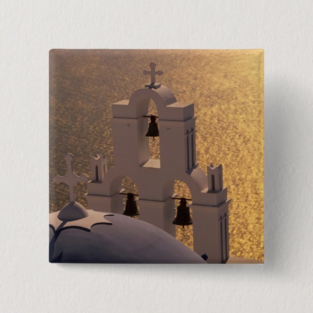 Bóton Quadrado 5.08cm Grécia, Ilhas Cyclades, Santorini, Thira, (Frente)