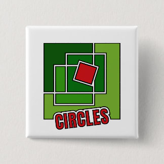 Bóton Quadrado 5.08cm Green Abstraction with Twisted Red Square