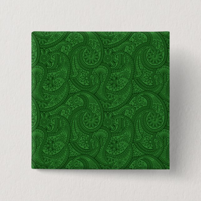 Bóton Quadrado 5.08cm Green Paisley (Frente)