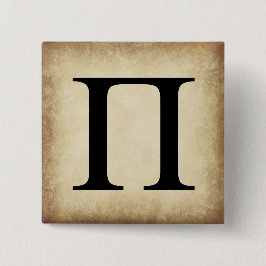 Bóton Quadrado 5.08cm Grego - Letra alfabética pi