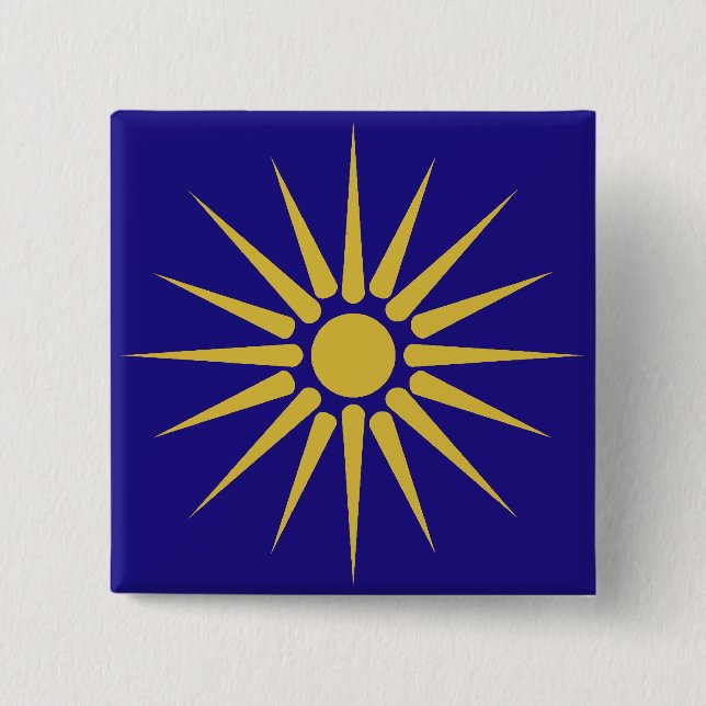 Bóton Quadrado 5.08cm Grego Macedónia, bandeira da piscina (Frente)