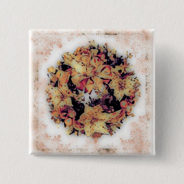 Bóton Quadrado 5.08cm Grinalda #3 do Natal (Frente)