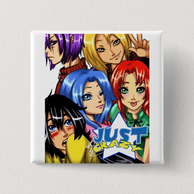 Bóton Quadrado 5.08cm grupo justcrazy (Frente)