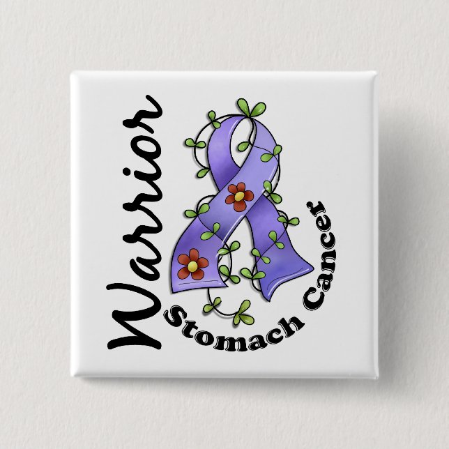 Bóton Quadrado 5.08cm Guerreiro 15 do cancer de estômago (Frente)