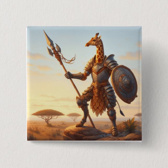 Bóton Quadrado 5.08cm guerreiro girafa (Frente)
