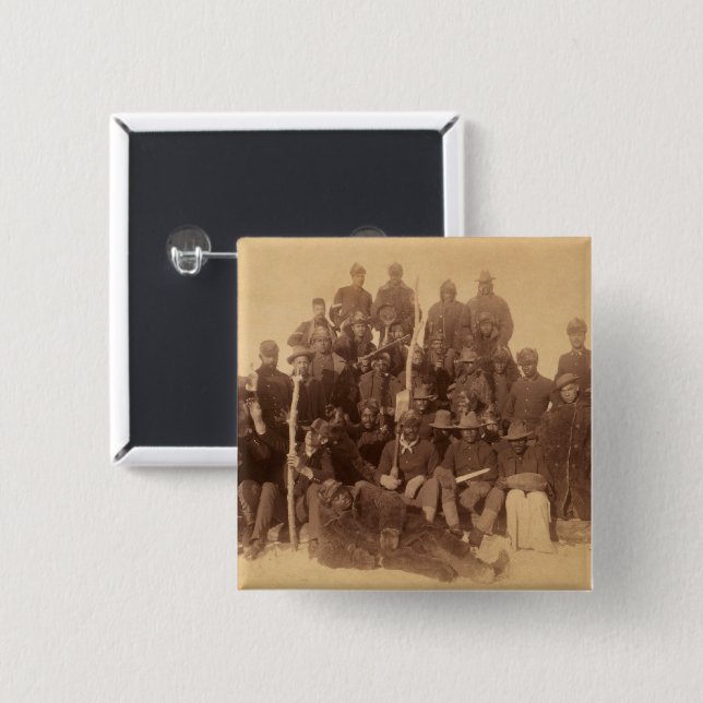 Bóton Quadrado 5.08cm Guerreiros de Buffalo: Cavalaria Negra Americana L (Frente & Verso)