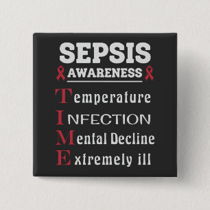 Bóton Quadrado 5.08cm Guia de Sensibilização Sepsis