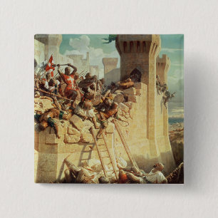 Bóton Quadrado 5.08cm Guilherme de Clermont que defende Ptolemais