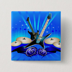 Bóton Quadrado 5.08cm Guitarra elétricas, cilindros & auto-falante azui