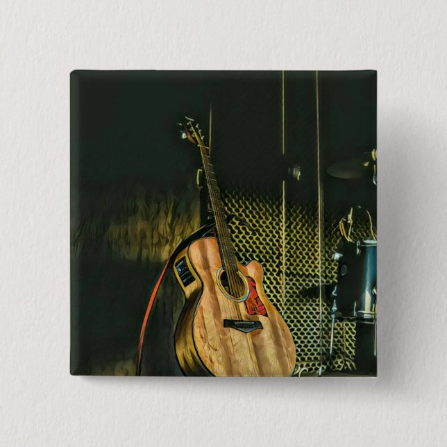 Bóton Quadrado 5.08cm Guitarrista (Frente)