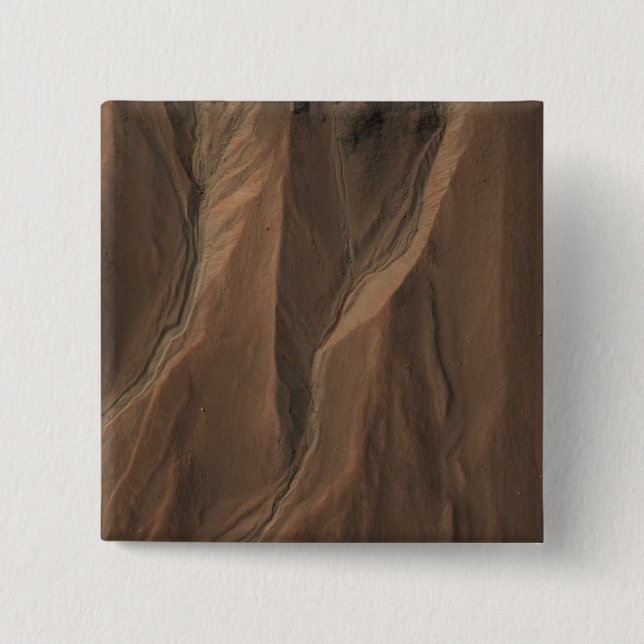 Bóton Quadrado 5.08cm Gullies na Borda da Cratera Hale, Marte (Frente)