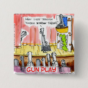 Bóton Quadrado 5.08cm GunPlay Desenho Engraçado