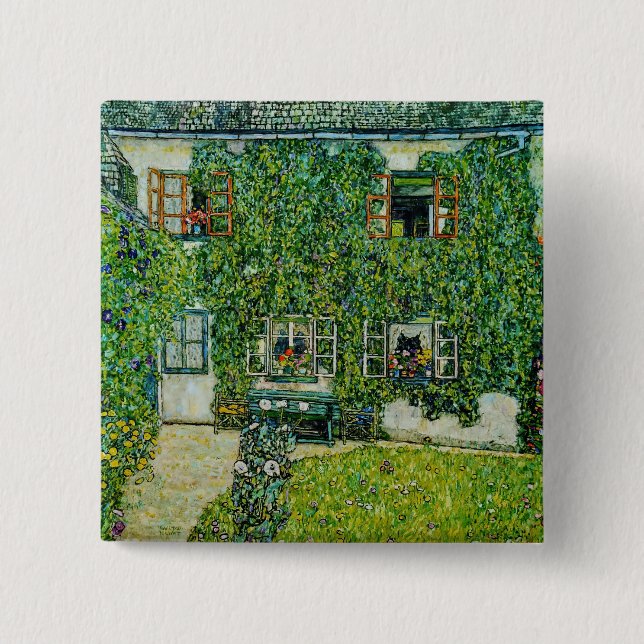 Bóton Quadrado 5.08cm Gustav Klimt - A Casa de Guardaboschi (Frente)