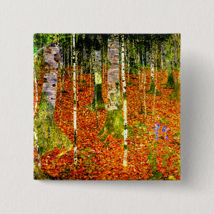 Bóton Quadrado 5.08cm Gustav Klimt Birch Trees